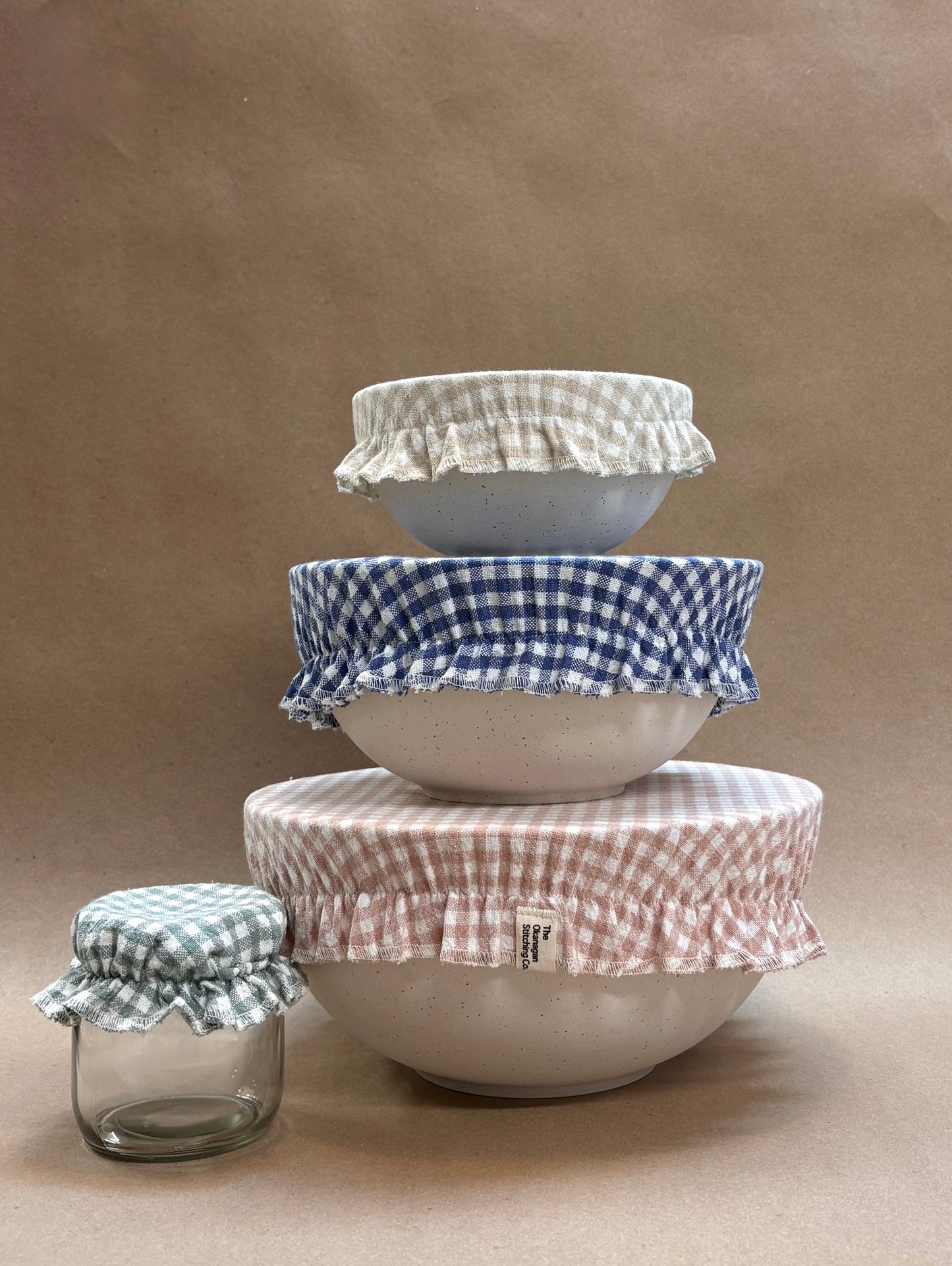 Bowl & Jar Cover Set, Mixed Gingham
