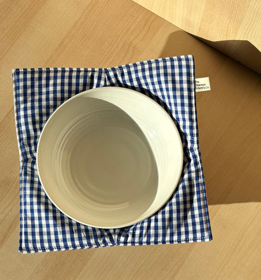 Navy Gingham Microwaveable Bowl Holder