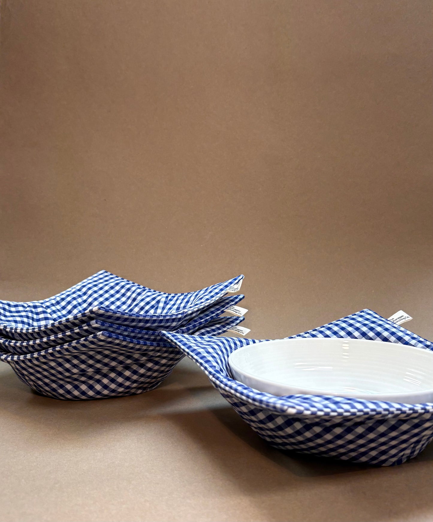 Navy Gingham Microwaveable Bowl Holder