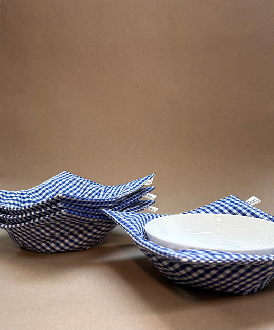 Navy Gingham Microwaveable Bowl Holder
