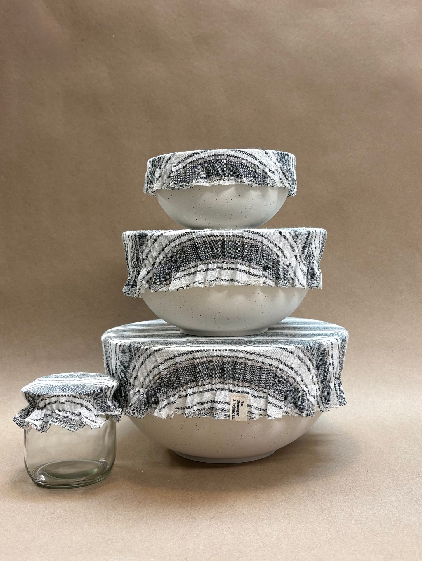 Bowl & Jar Cover Set, Nantucket Sage Stripe