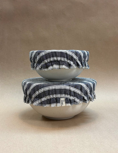 Beeswax Bowl Covers, Charcoal Stripe