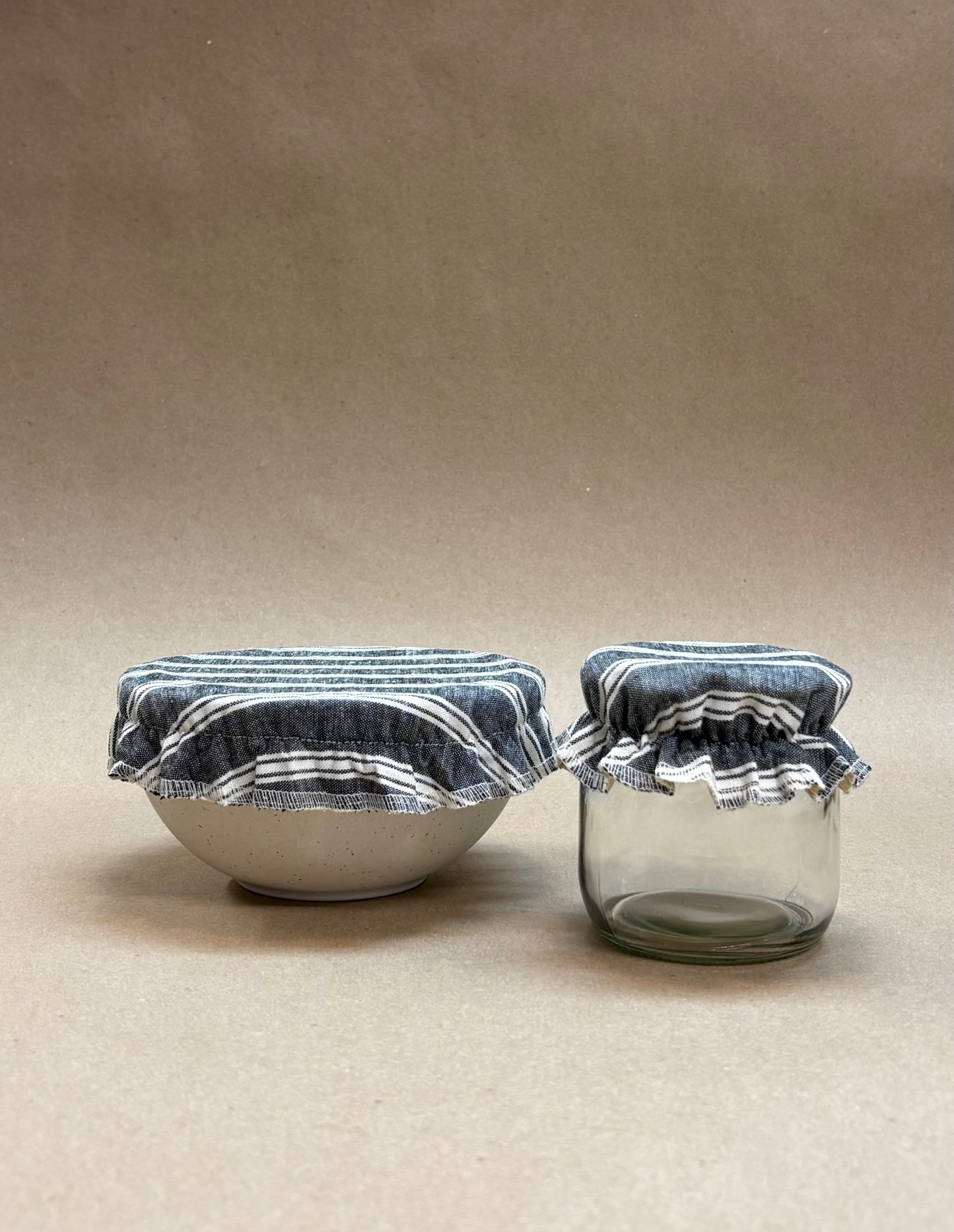 Beeswax Jar Covers, Charcoal Stripe