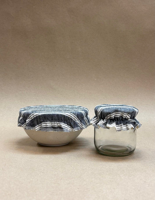Beeswax Jar Covers, Charcoal Stripe