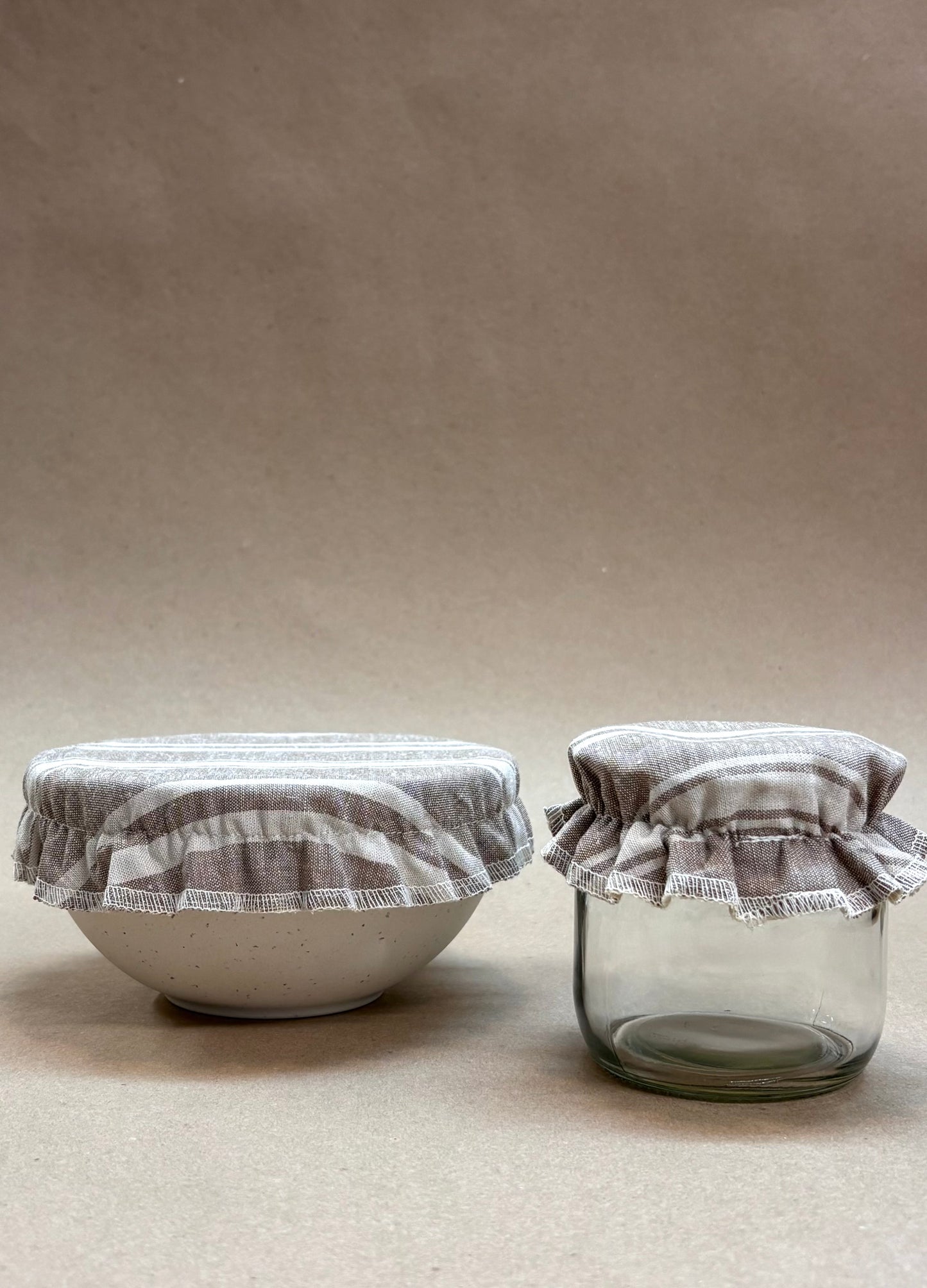 Beeswax Jar Covers, Mocha Stripe