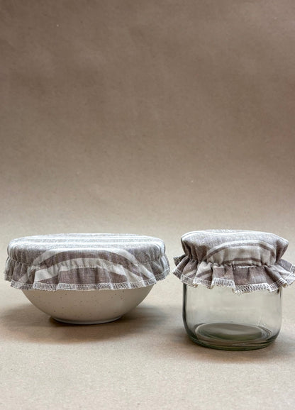 Beeswax Jar Covers, Mocha Stripe