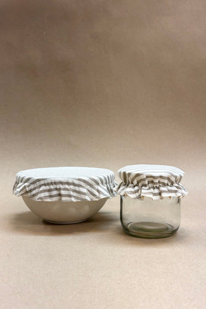 Beeswax Jar Covers, Oatmeal Pinstripe