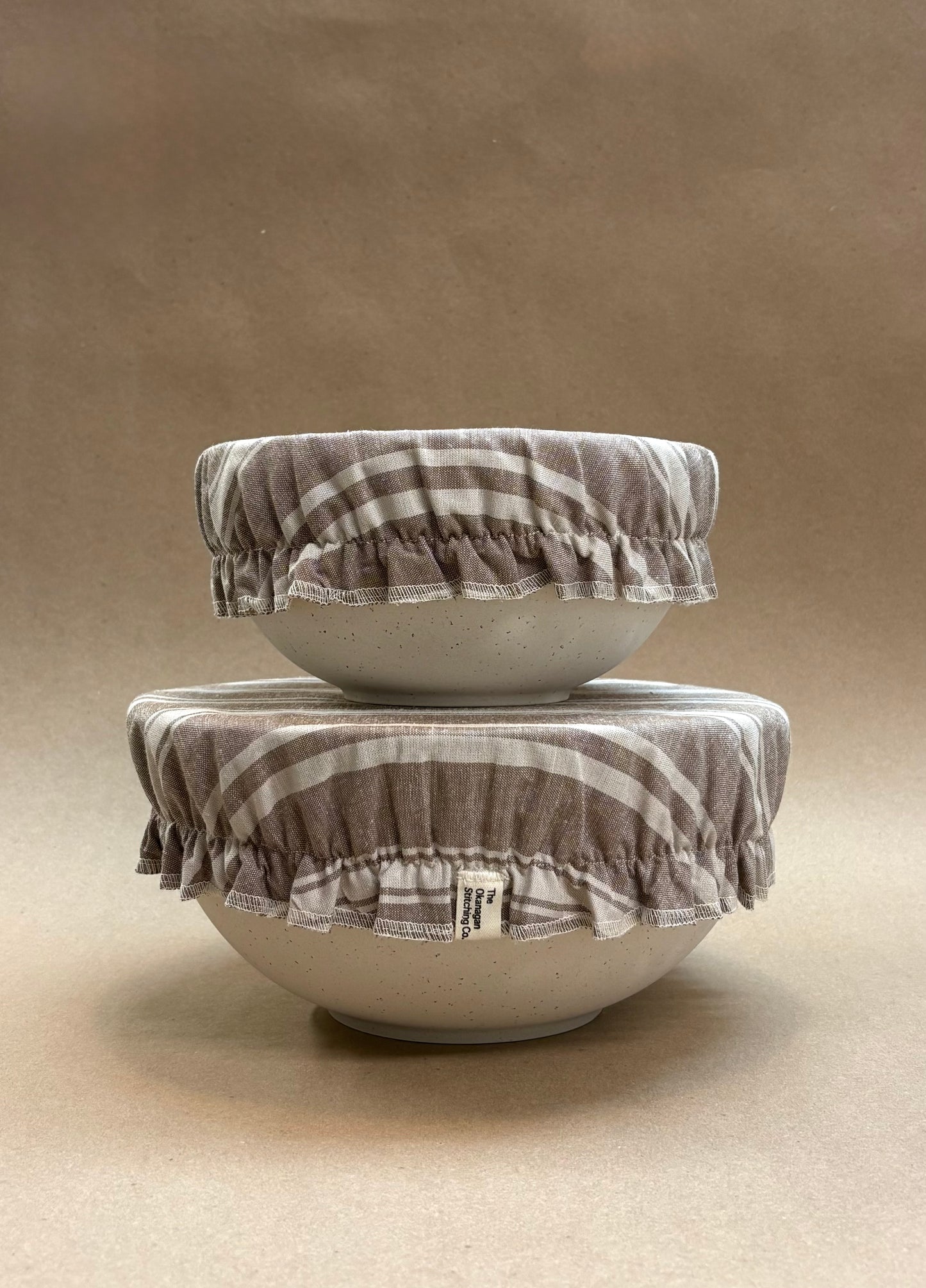 Beeswax Bowl Covers, Mocha Stripe