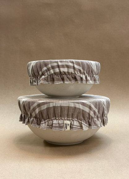 Beeswax Bowl Covers, Mocha Stripe
