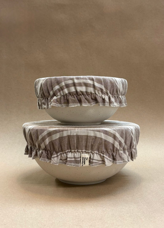 Beeswax Bowl Covers, Mocha Stripe