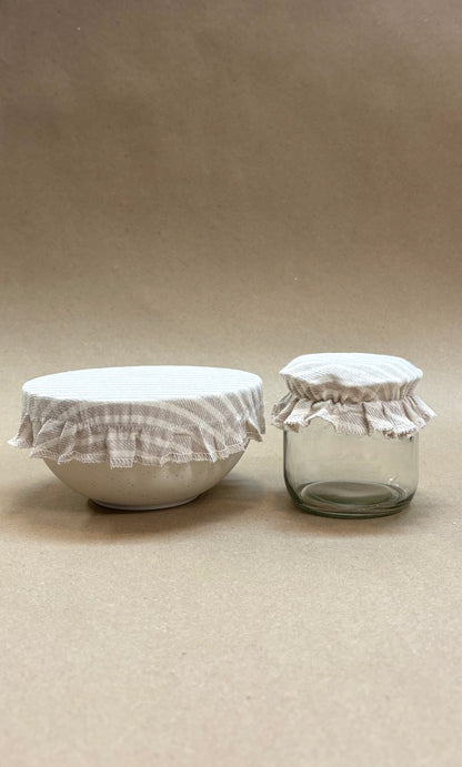 Oatmeal Striped, Jar Covers