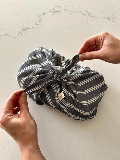 Charcoal Striped, Bento Bag