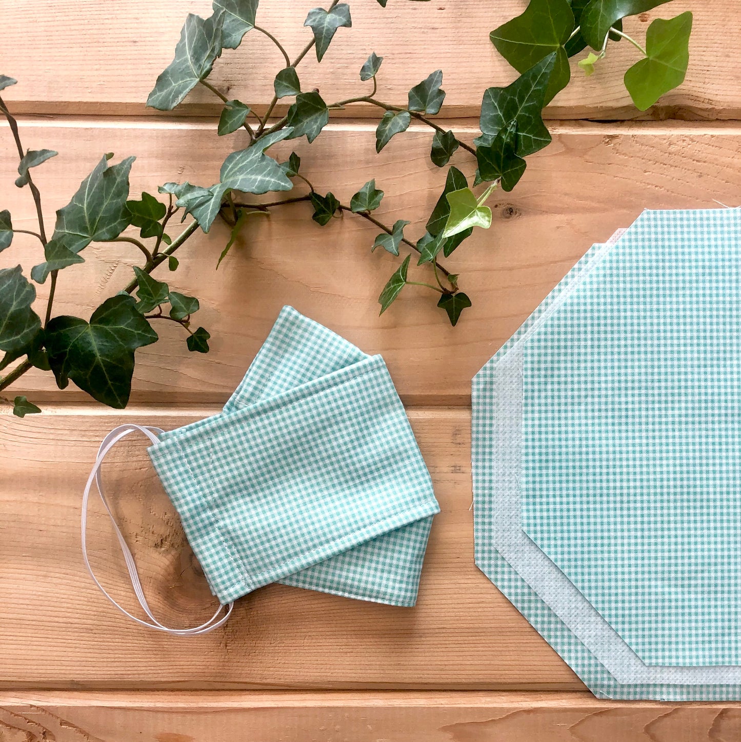 Teal Gingham, Reusable Face Mask [3-layers]
