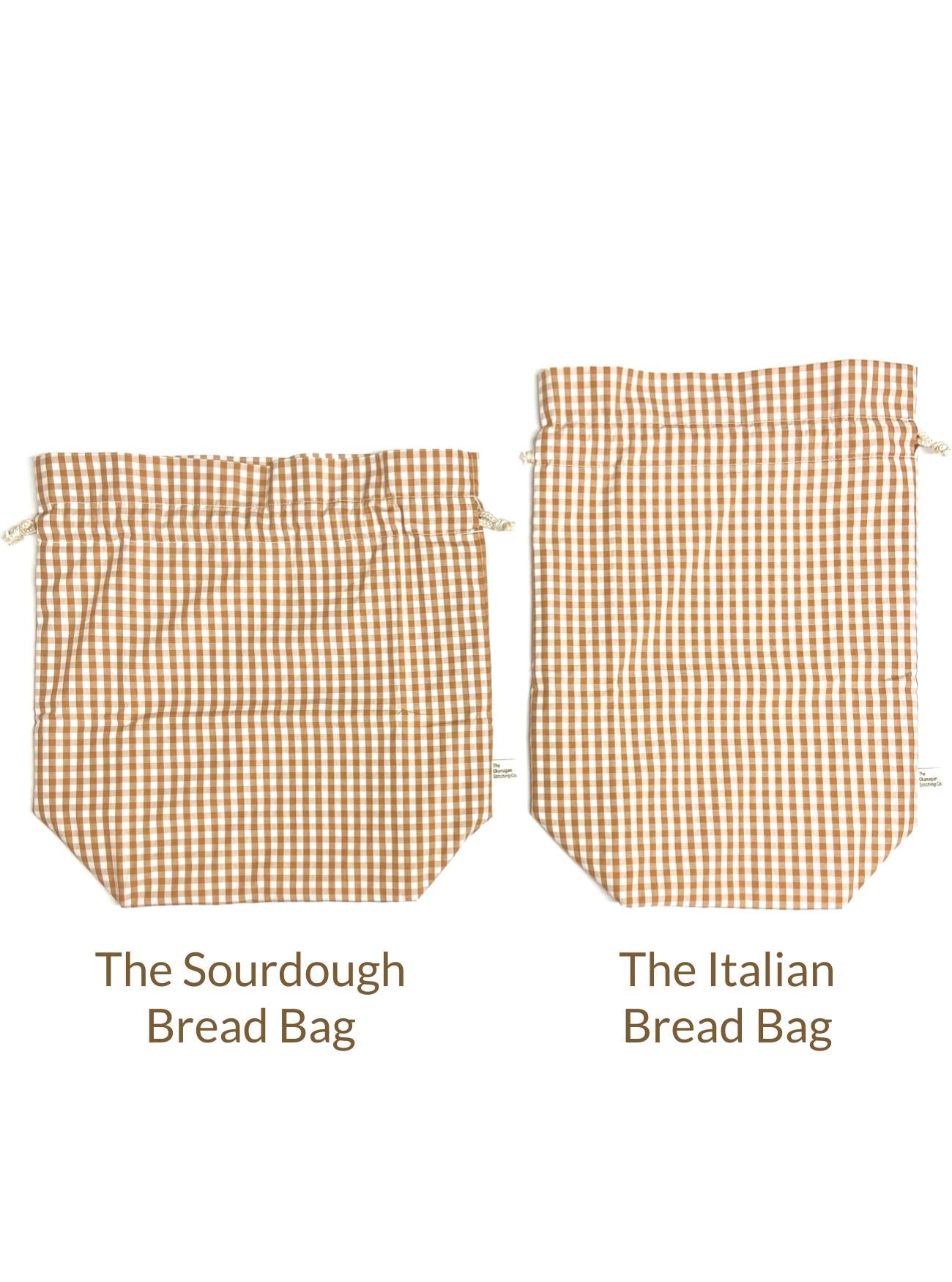 Beeswax-Lined Bread Bag, Brown Gingham