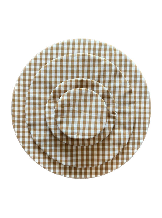 Beeswax Bowl Cover Set, Brown Gingham
