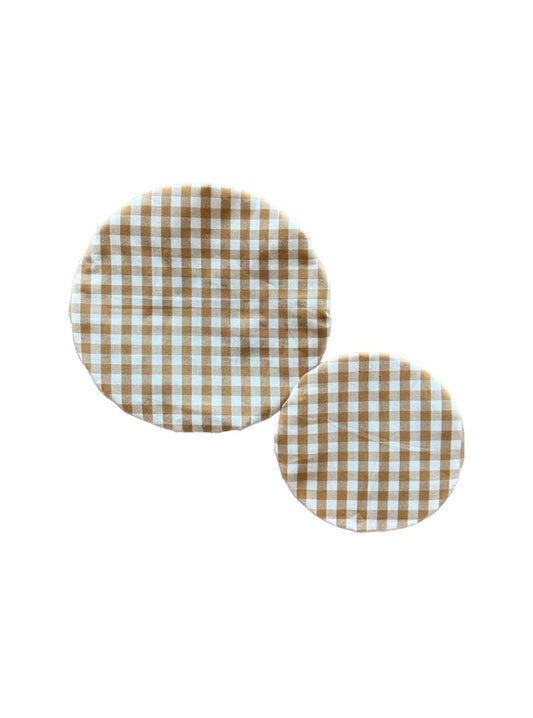 Beeswax Jar Covers, Brown Gingham