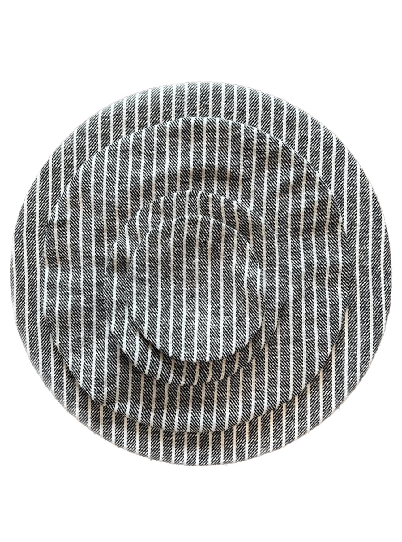 Bowl Cover Set, Charcoal Stripe