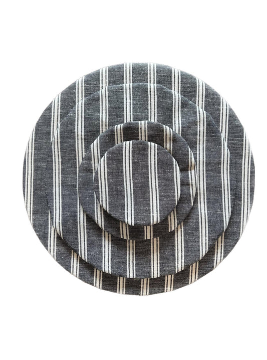 Beeswax Bowl Cover Set, Charcoal Stripe