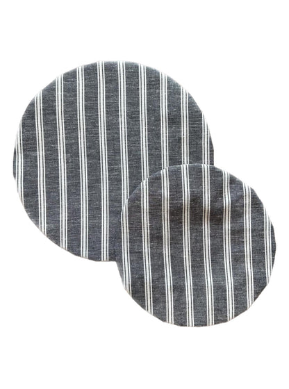Beeswax Bowl Covers, Charcoal Stripe