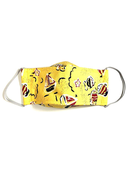 Yellow Fish & Boats, Child's Reusable Face Masks [2-layers]