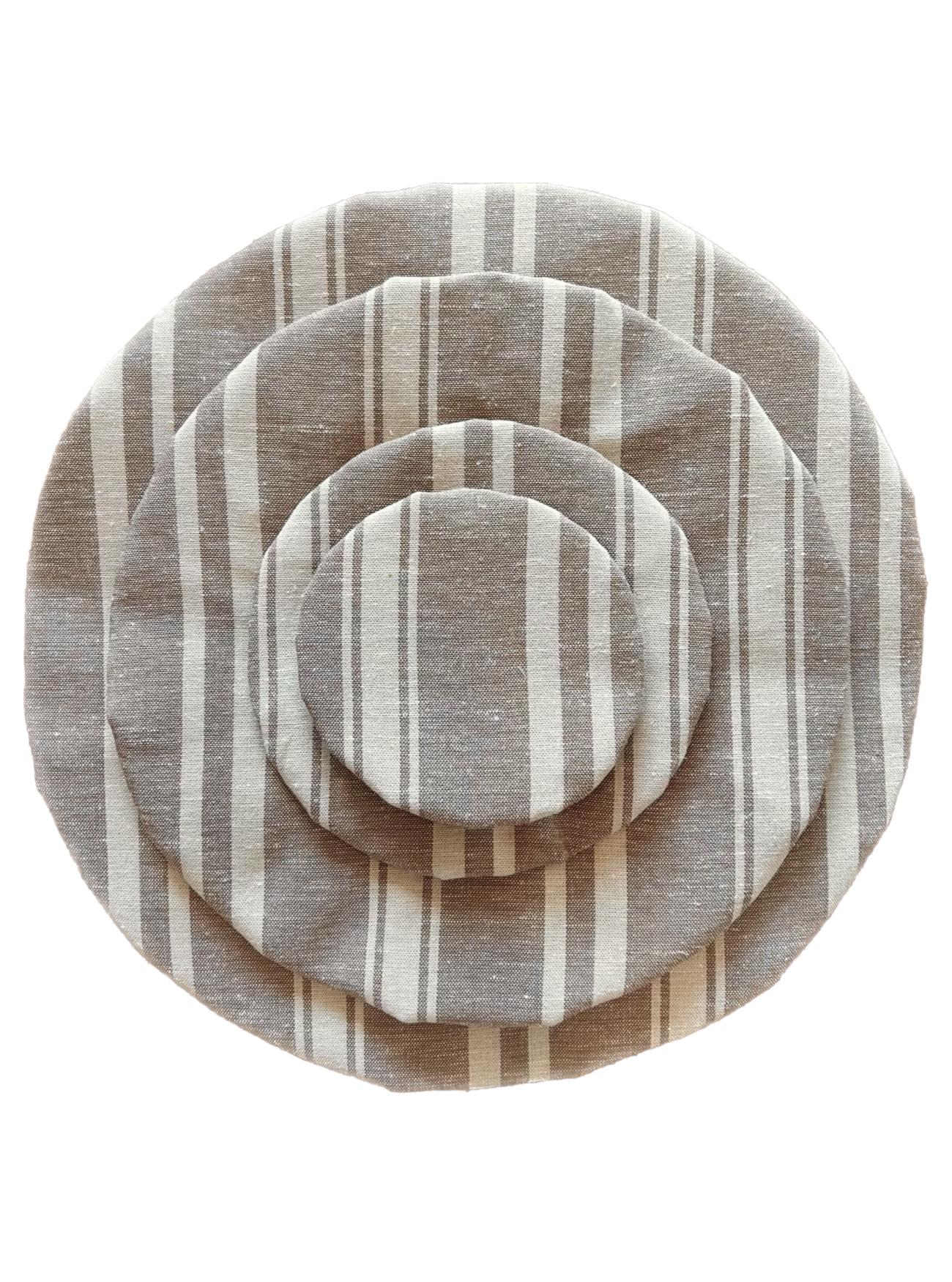 Beeswax Bowl Cover Set, Mocha Stripe