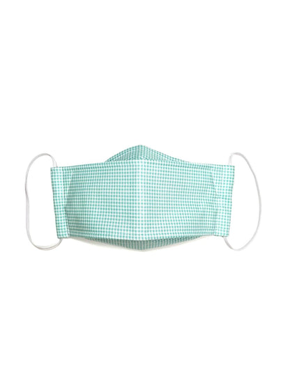 Teal Gingham, Reusable Face Mask [3-layers]